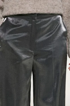 Selected Calças-Calça com efeito metálico Preto