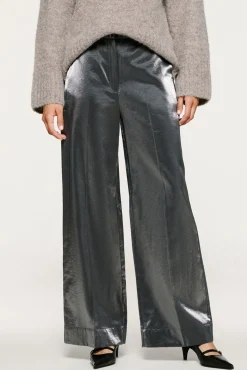 Selected Calças-Calça com efeito metálico Preto