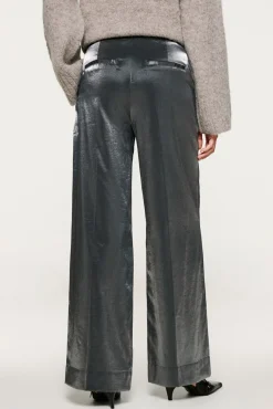 Selected Calças-Calça com efeito metálico Preto