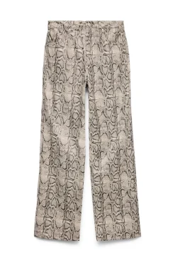 Vero Moda Calças-Calça com efeito pele de cobra Tostado