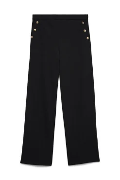 Vero Moda Calças-Calça comprida com detalhe de botão Preto