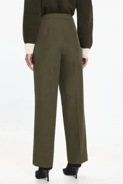 Vero Moda Calças-Calça comprida com detalhe de botão Verde