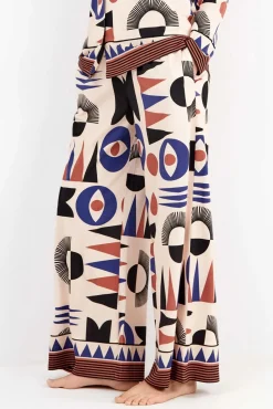 Gisela Pijamas|Calças-Calça compridas com motivos geométricos branco