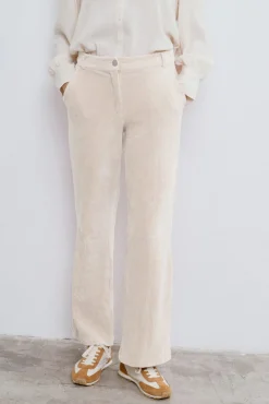 Vila Calças-Calça compridas de veludo cotelê Tostado