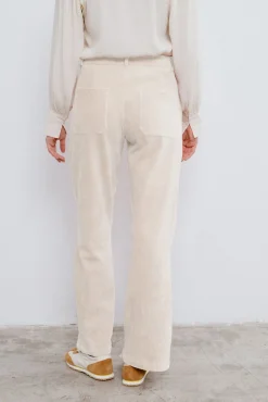 Vila Calças-Calça compridas de veludo cotelê Tostado