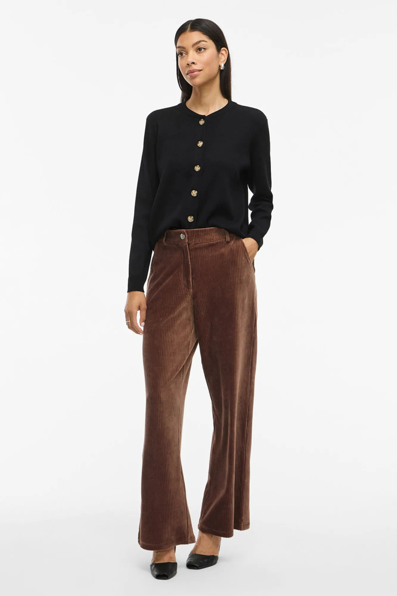 Vila Calças-Calça compridas de veludo cotelê Castanho