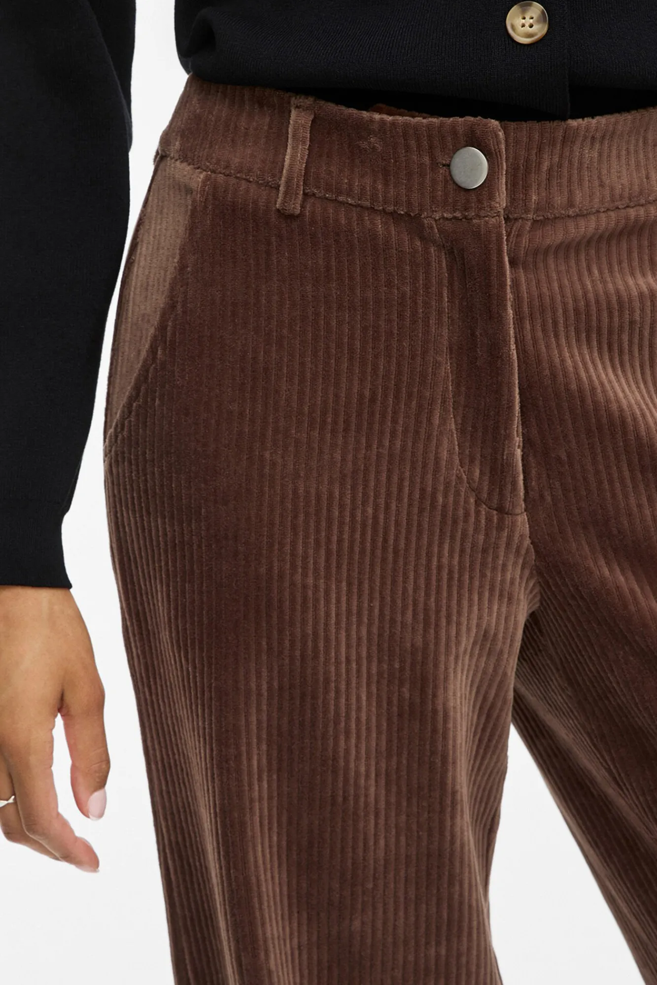 Vila Calças-Calça compridas de veludo cotelê Castanho