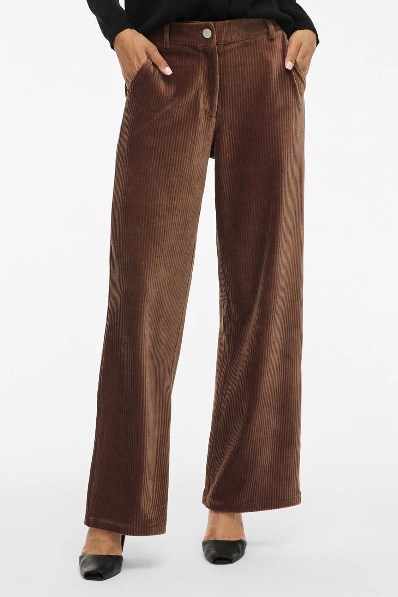 Vila Calças-Calça compridas de veludo cotelê Castanho