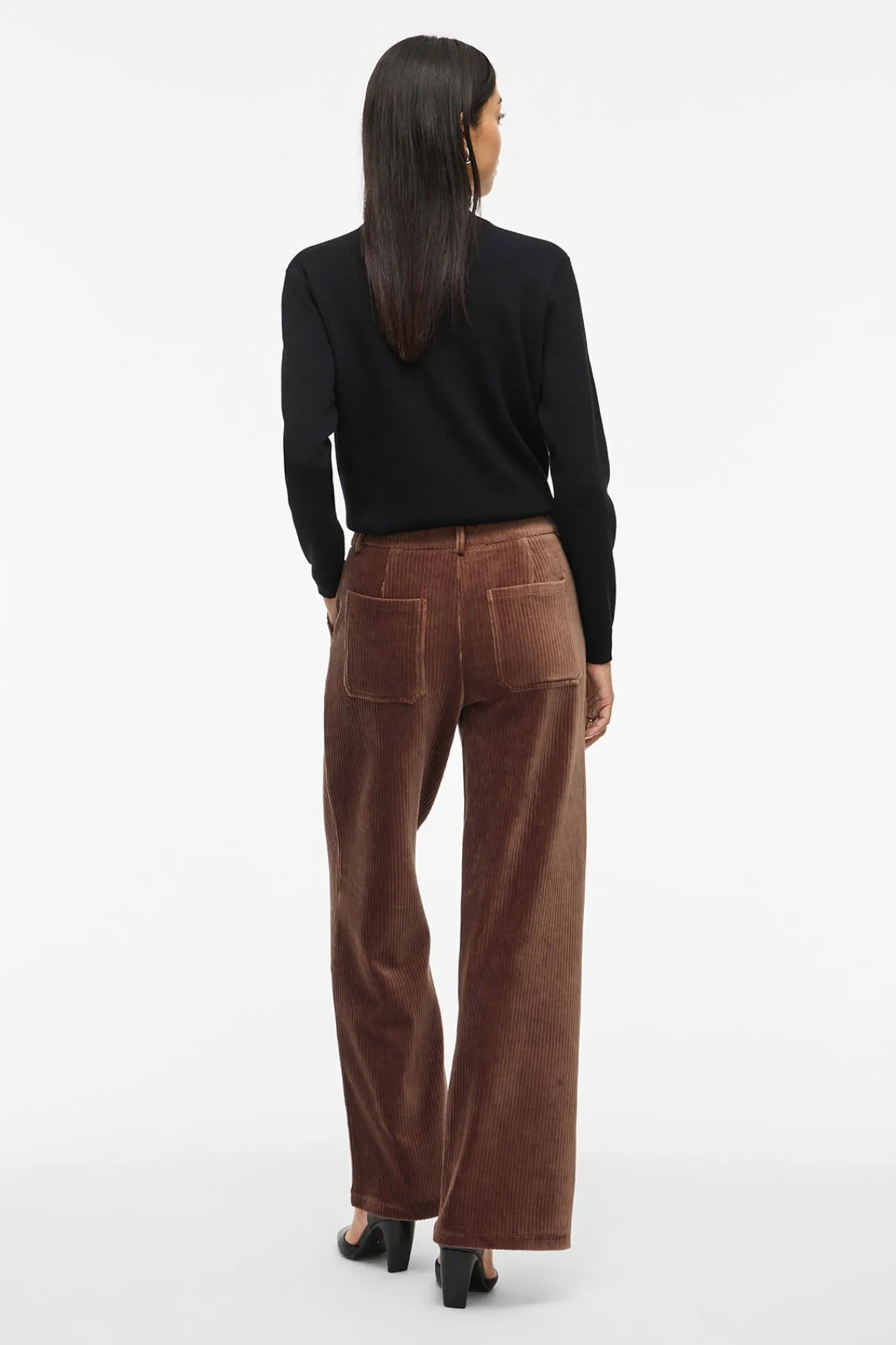 Vila Calças-Calça compridas de veludo cotelê Castanho