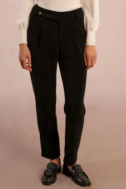 Molly Bracken Calças-Calça compridas em tecido micro veludo cotelê Preto