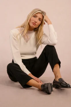 Molly Bracken Calças-Calça compridas em tecido micro veludo cotelê Preto