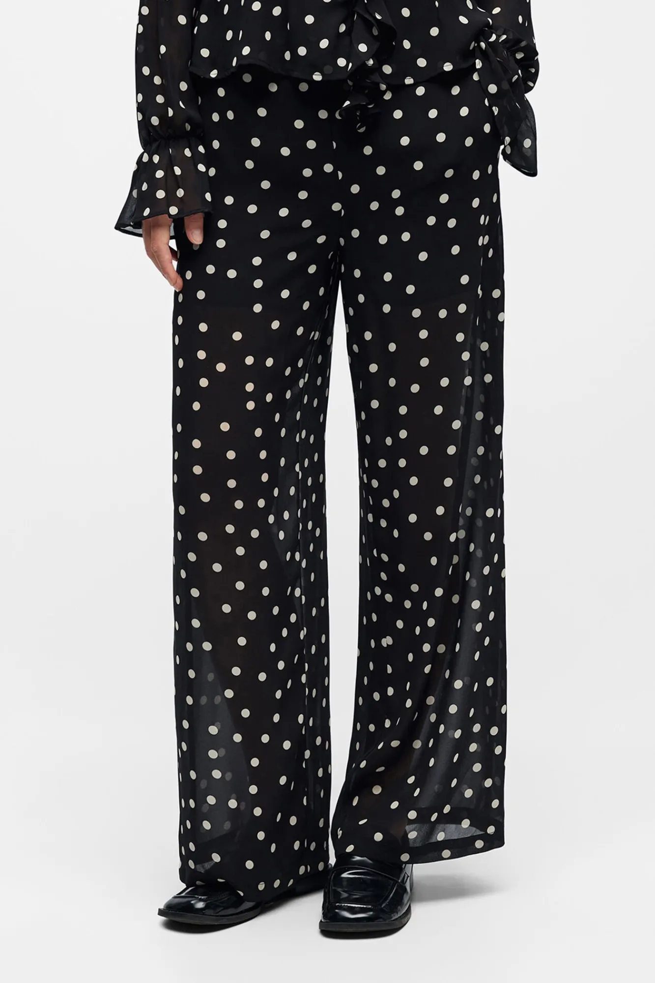 Object Calças-Calça de gaze estampada Preto