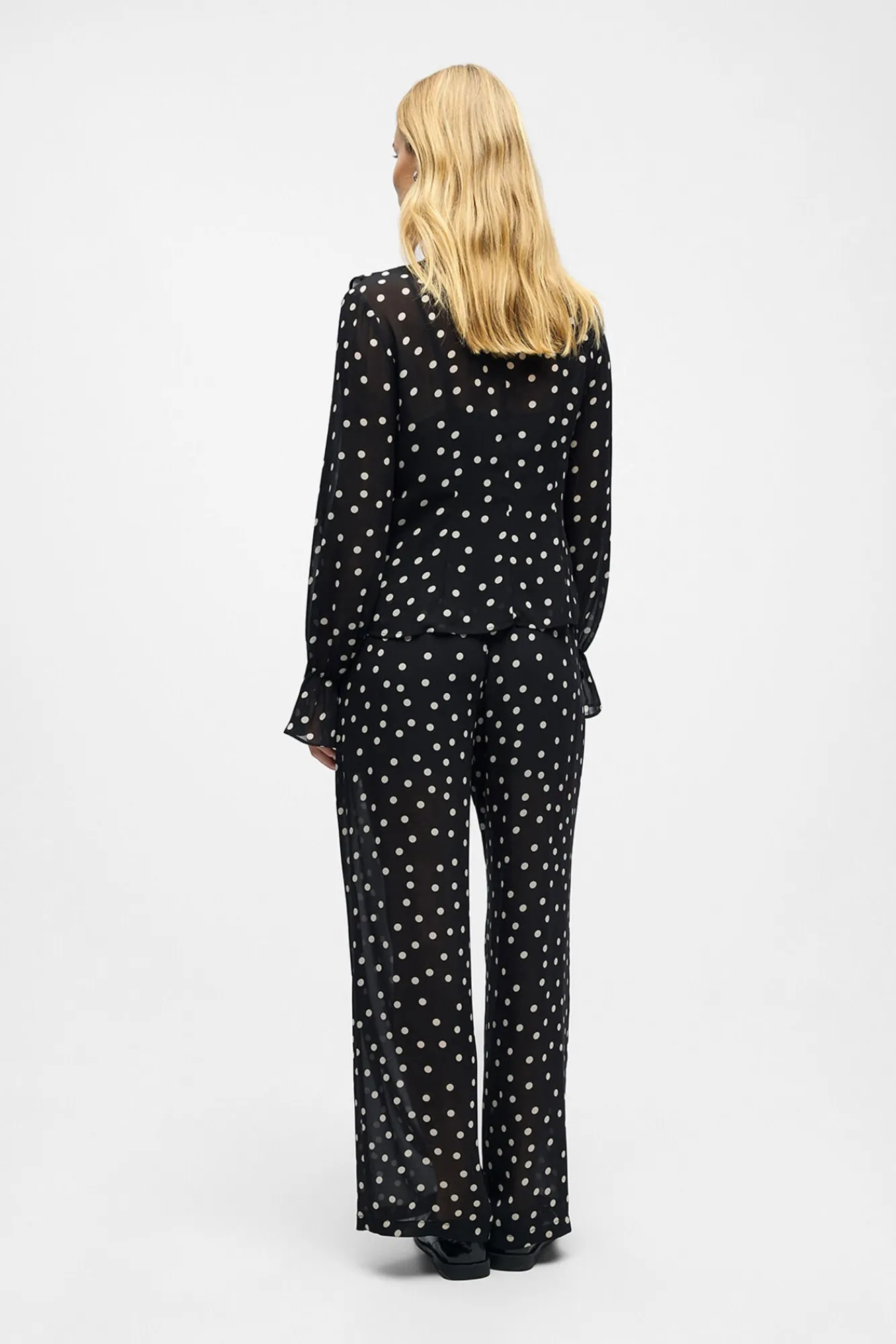 Object Calças-Calça de gaze estampada Preto