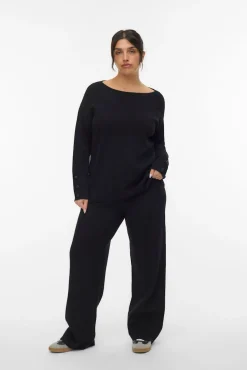 Vero Moda Curve Calças-Calça de malha compridas plus size Preto