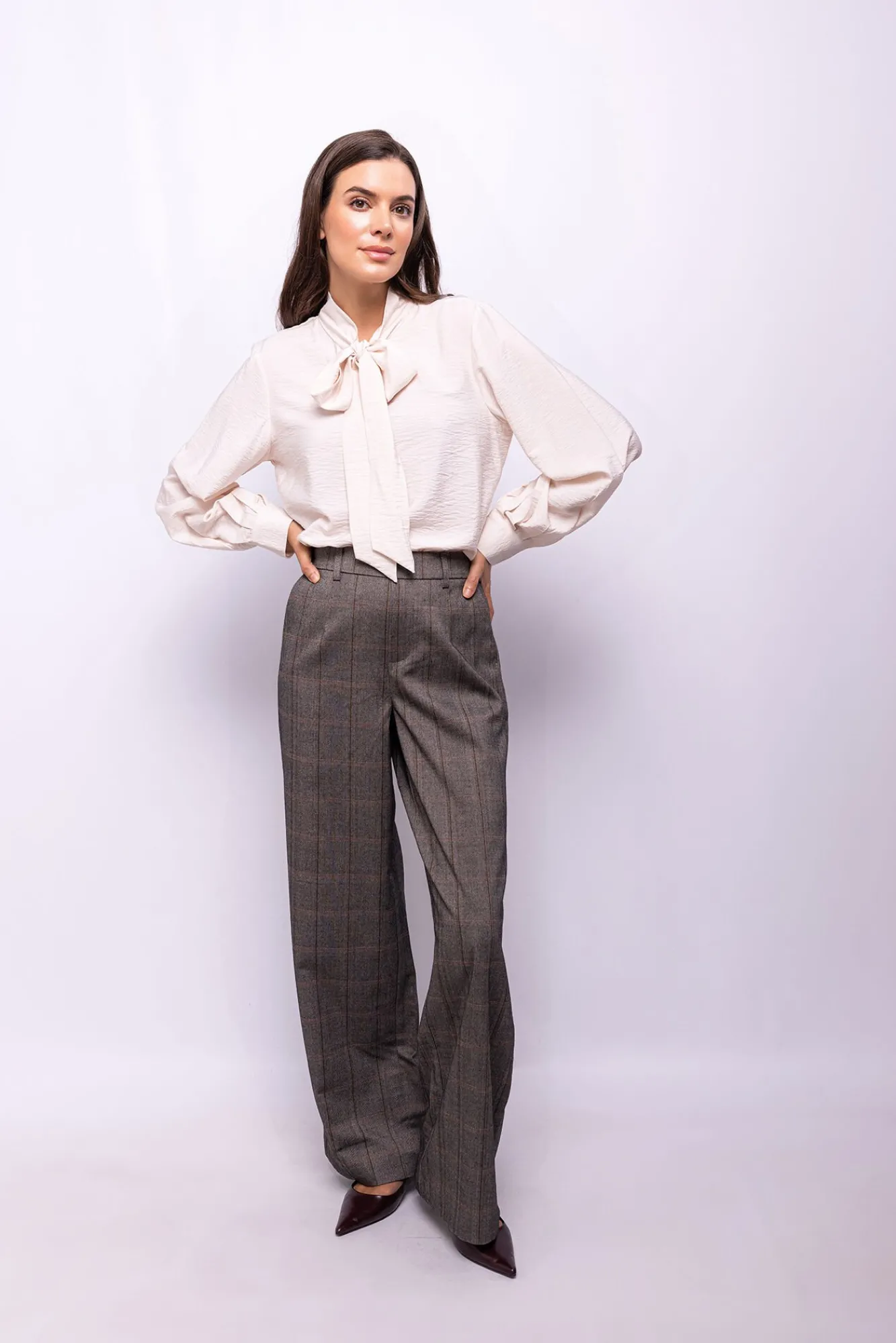 Object Calças-Calça de perna larga Castanho