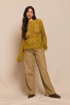 Slowlove Calças-Calça de pijama riscas Verde