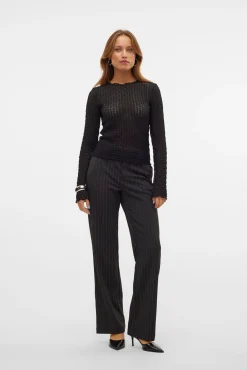 Vero Moda Fatos|Calças-Calça de terno listradas Preto