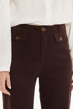 System Action Calças-Calça de veludo cotelê estampado