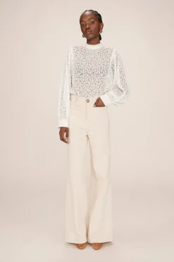 Grace & Mila Calças-Calça de veludo cotelê com bolsos frontais Branco