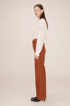 Grace & Mila Calças-Calça de veludo cotelê com bolsos frontais Laranja