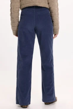 Vila Calças-Calça de veludo cotelê de perna larga Azul