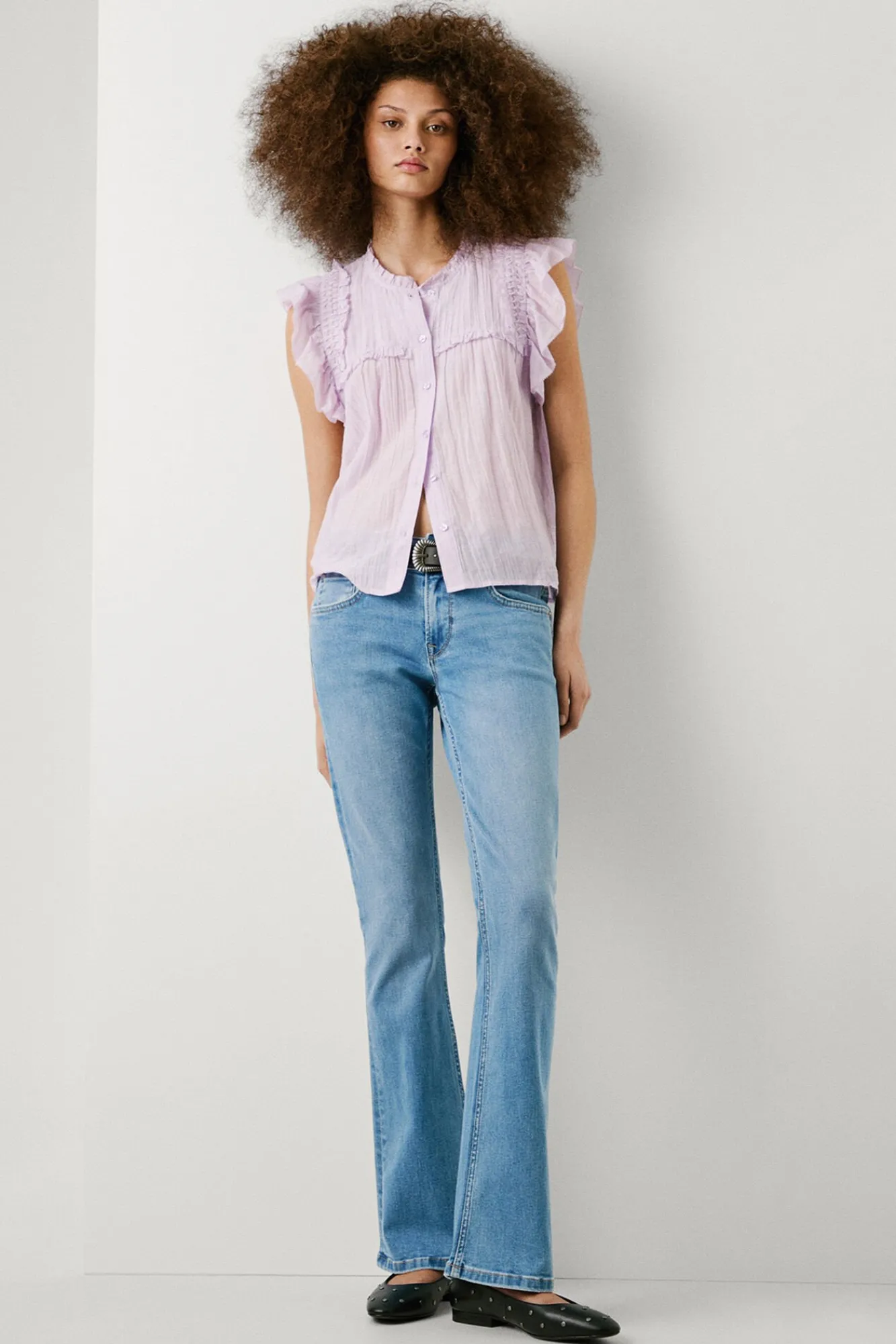 Pepe Jeans Jeans|Calças-Calça denim flare de corte baixo Pimlico azul