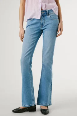 Pepe Jeans Jeans|Calças-Calça denim flare de corte baixo Pimlico azul
