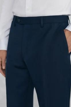 Pedro del Hierro Calças|Calças Clássicas-Calça estruturada slim fit bi-elástica Azul