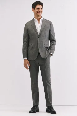 Cortefiel Calças|Calças Clássicas-Calça estruturada cinza slim fit Cinzento