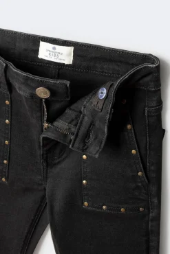 Springfield Kids Calças-Calça flare com tachas para meninas preto