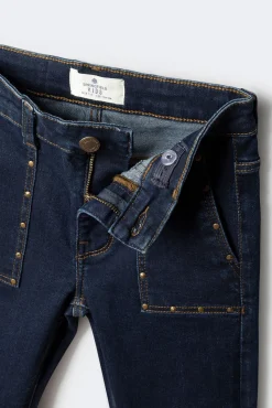 Springfield Kids Calças-Calça flare com tachas para meninas azul