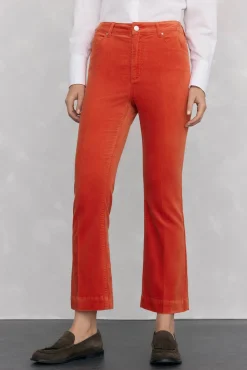 Pedro del Hierro Calças-Calça flare de veludo cropped Laranja