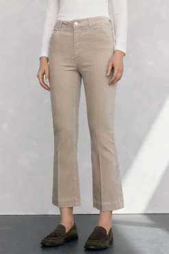 Pedro del Hierro Calças-Calça flare de veludo cropped Beige