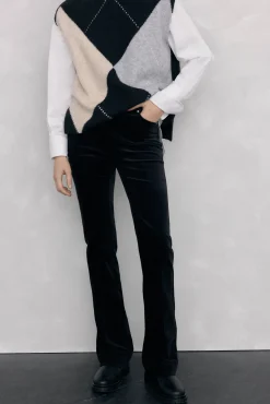 Pedro del Hierro Calças-Calça flare push-up de veludo Preto