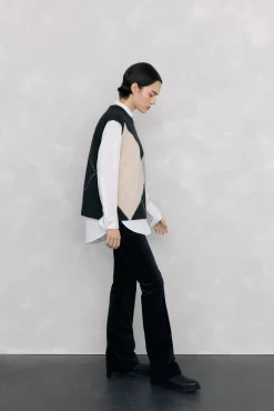 Pedro del Hierro Calças-Calça flare push-up de veludo Preto