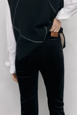 Pedro del Hierro Calças-Calça flare push-up de veludo Preto