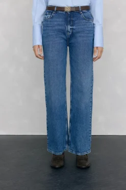 Pedro del Hierro Jeans|Calças-Calça jeans básica de perna larga Azul