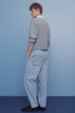 Springfield Jeans-Calça jeans calças chino lavada azul