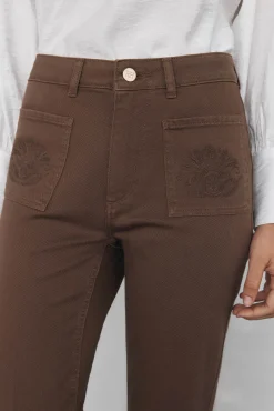 Pedro del Hierro Jeans|Calças-Calça jeans cropped Marrom