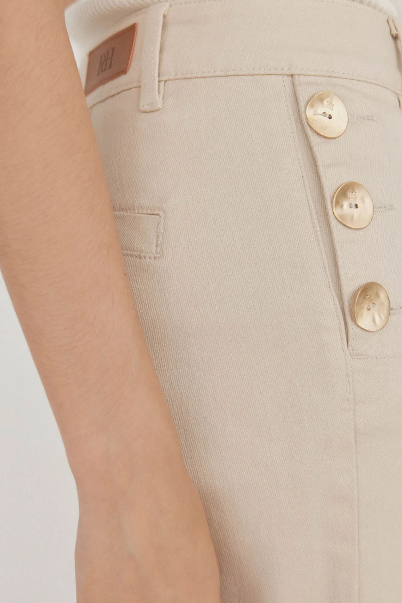 Pedro del Hierro Jeans|Calças-Calça jeans cropped de perna larga Beige