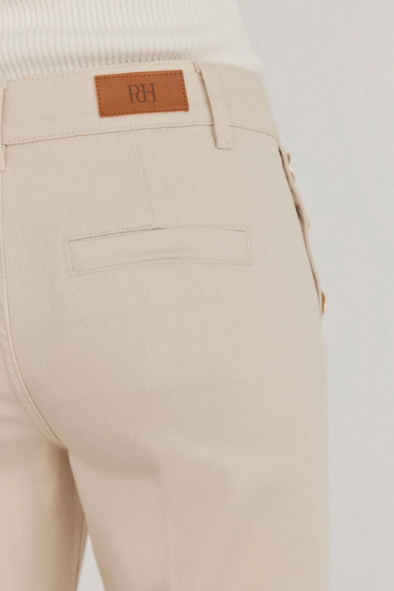 Pedro del Hierro Jeans|Calças-Calça jeans cropped de perna larga Beige