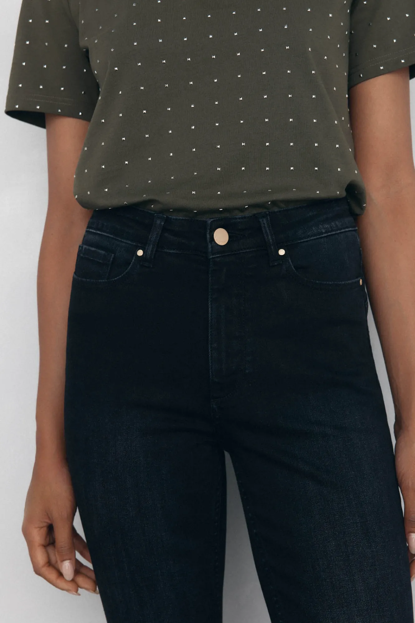 Pedro del Hierro Jeans|Calças-Calça jeans cropped flare push-up Cizento