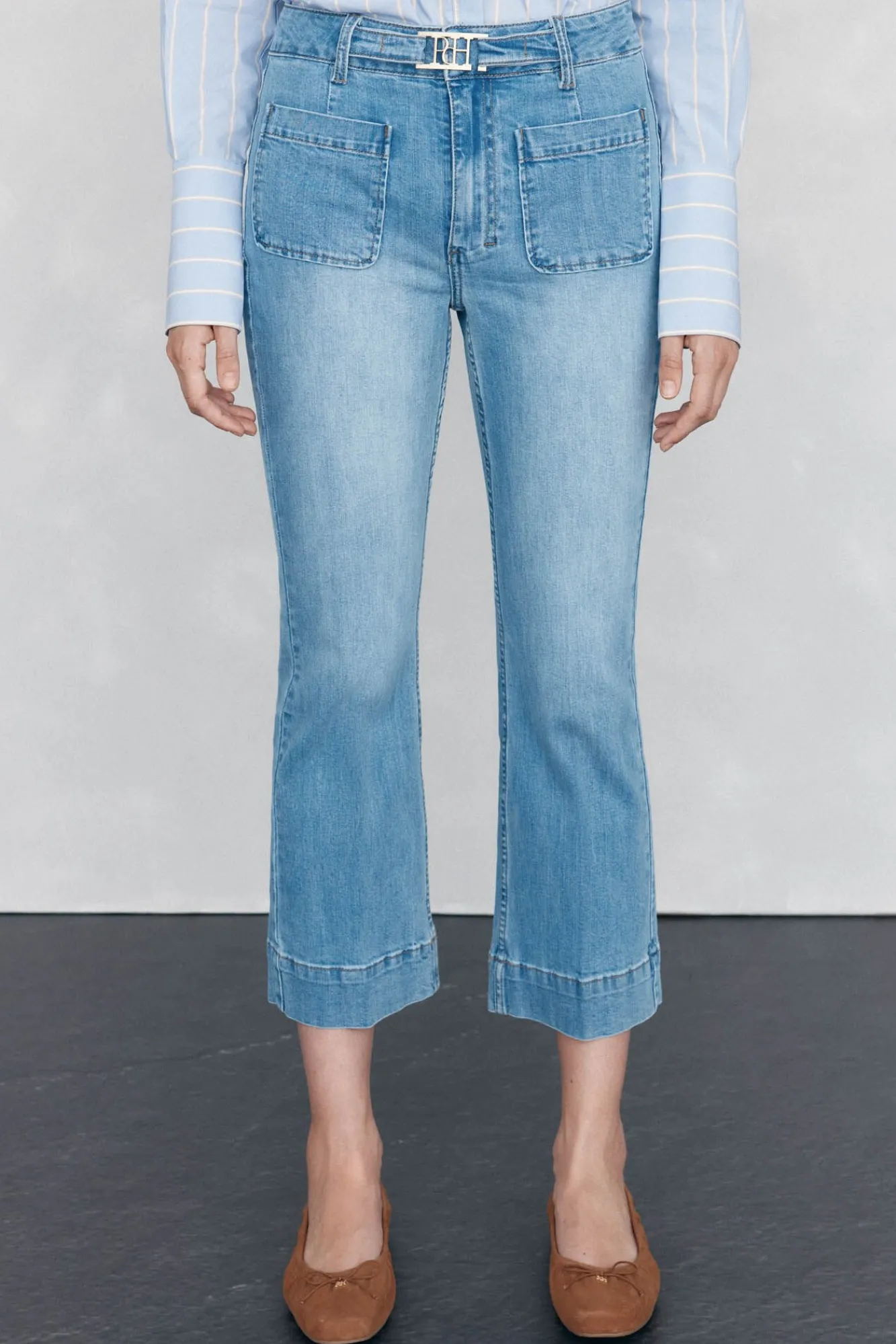 Pedro del Hierro Jeans|Calças-Calça jeans cropped Stovepipe Azul