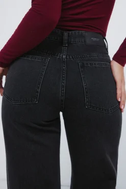 Springfield Jeans-Calça jeans de perna larga com cristais brilhantes preto