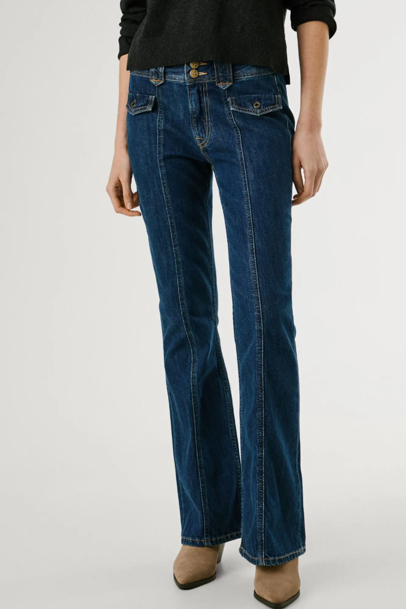 Pepe Jeans Jeans-Calça jeans flare de corte baixo azul