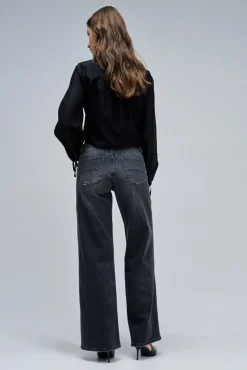 Salsa Jeans Jeans-Calça jeans larga de cintura baixa Preto
