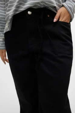 Vero Moda Curve Jeans|Calças-Calça jeans larga tamanho grande Preto