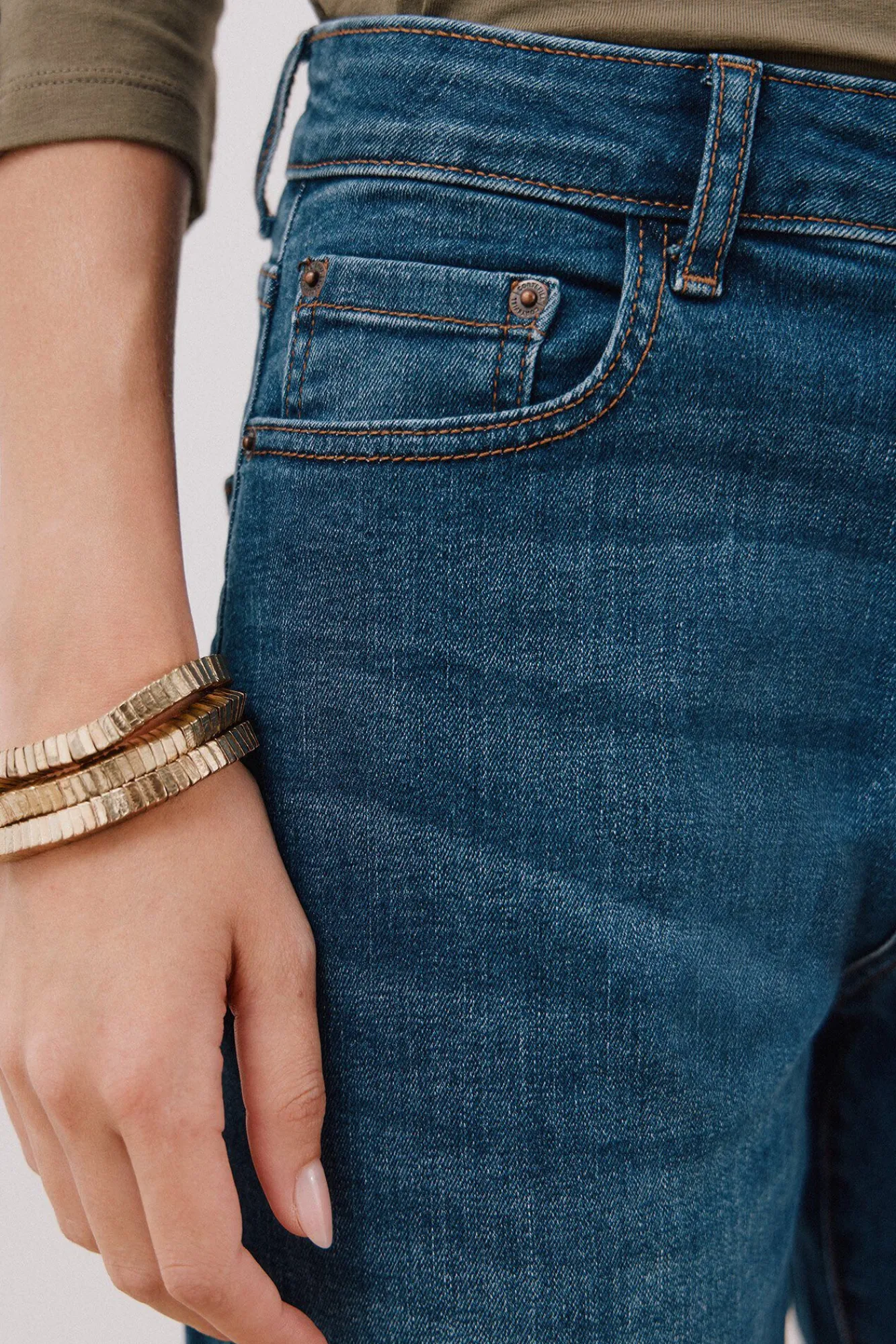 Cortefiel Jeans|Calças-calça jeans mamãe Azul