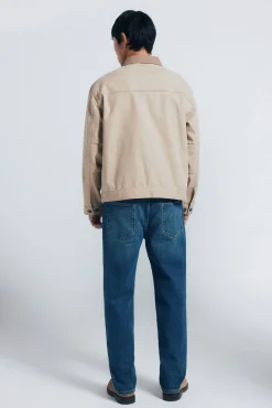 Springfield Jeans-Calça jeans reta com lavagem escura e tingimento excessivo azul