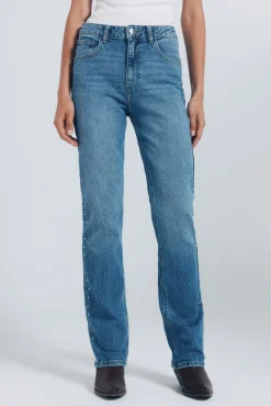 Springfield Jeans-Calça jeans reta com tachas azul